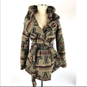 Mossimo Aztec Belted Blanket Style Coat 